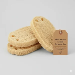 100% Natural Loofah Scrubber Pad – Plastic-Free, Biodegradable Exfoliating Pad