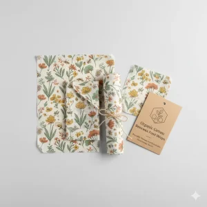 Organic Cotton Beeswax Food Wraps – Reusable, Natural, and Sustainable Food Storage Set